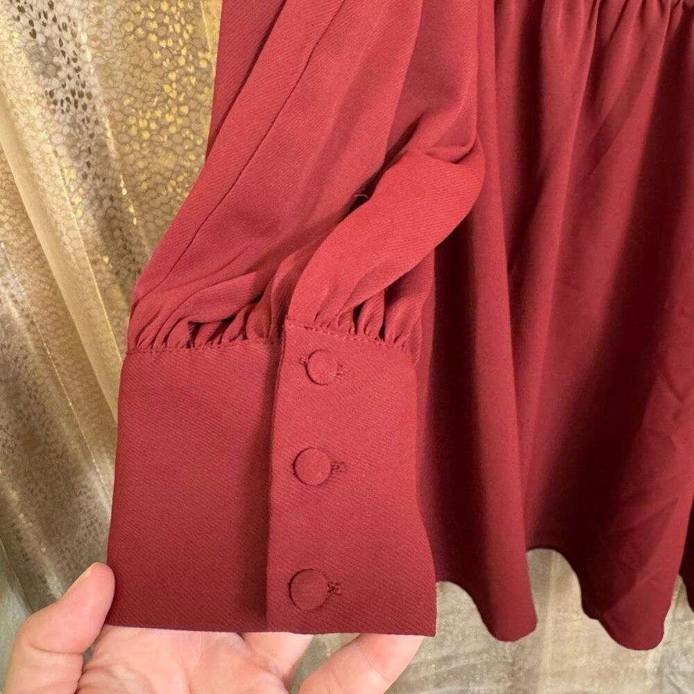 Express Burgundy Red Long Sleeve Mock Neck Mini Casual Dress XL - Picture 4 of 8